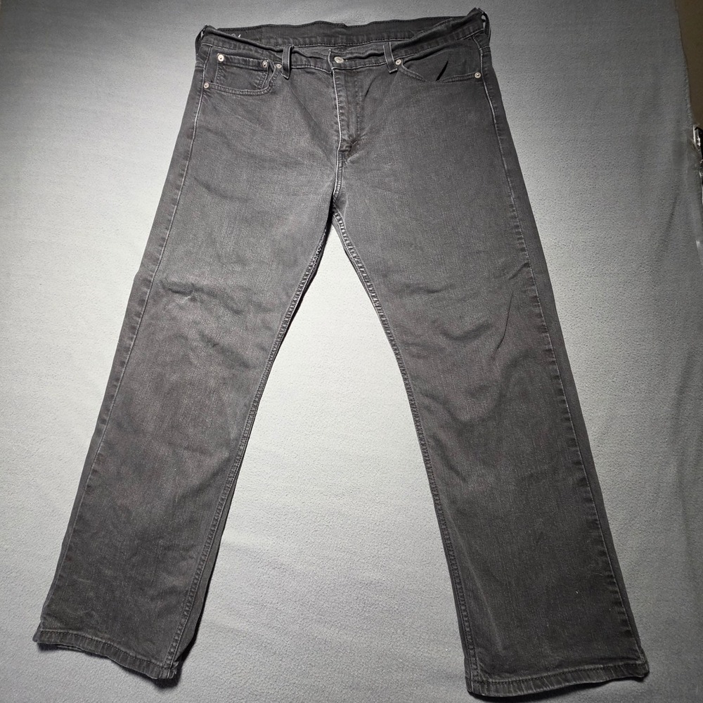 Levis 569 Loose Straight Jeans Mens 36x30 Faded Black Denim Pants - Picture 1 of 8